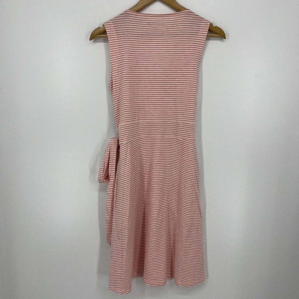 Toad&Co Cue Sleeveless Dress Pink Red Striped Wrap V-Neck Size S Small - Picture 2 of 12